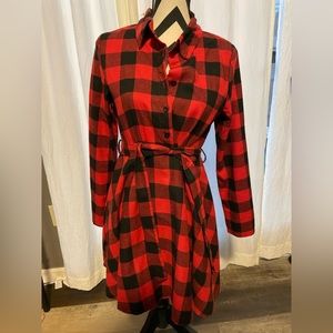 Red Buffalo plaid mini dress
